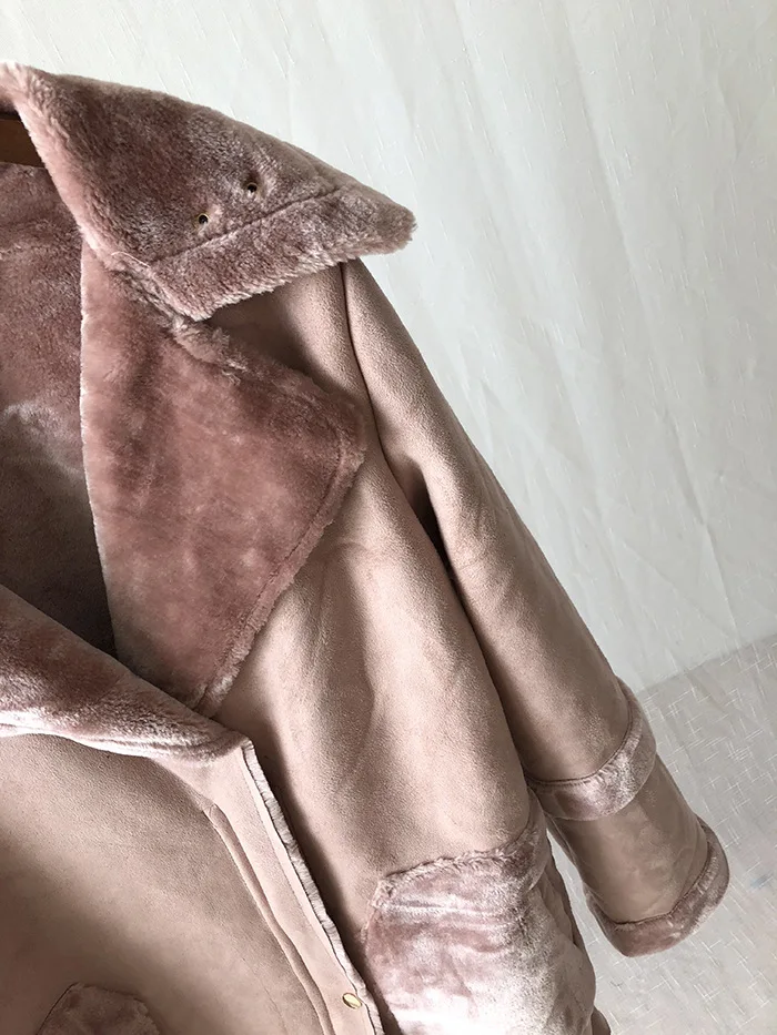 

Q3313 Winter New Style Solid Color Suede Overcoat Mid-length Thick plus Velvet Windproof Warm Cotton-padded Jacket Coat