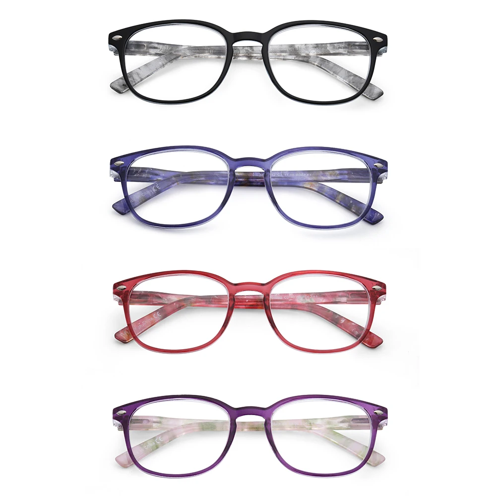 JM Women Spring Hinge Reading Glasses Retro Magnifier Diopter Presbyopic Reading Glasses