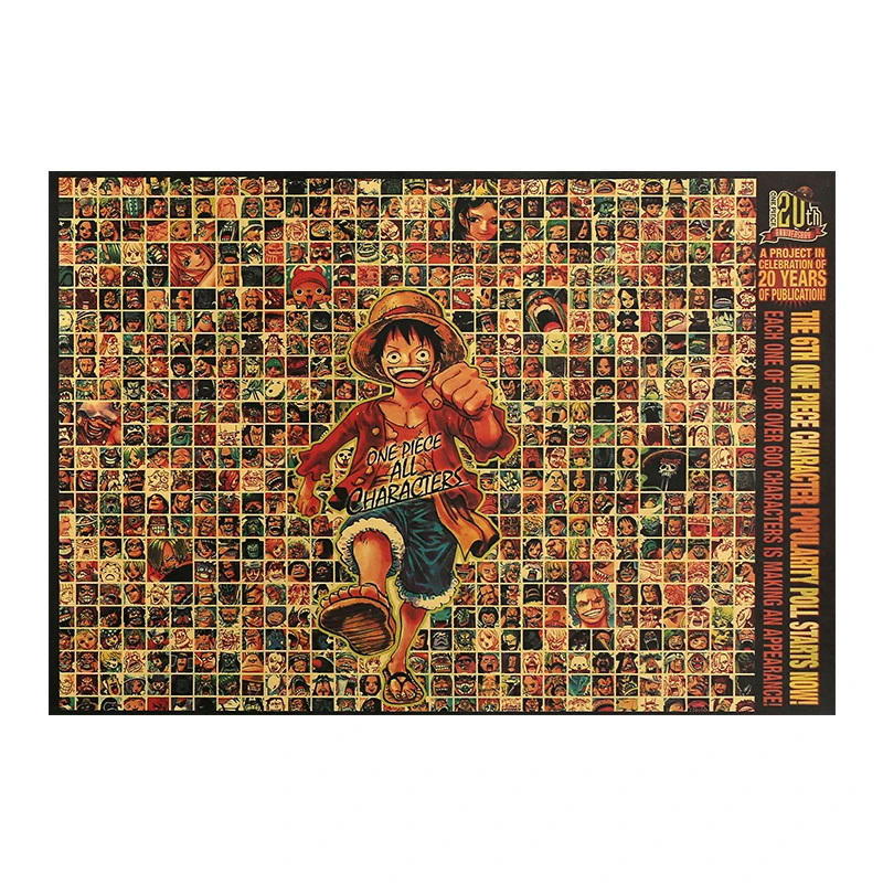 ВИНТАЖНЫЙ ПЛАКАТ Классический Аниме ОП Луффи все персонажи плакаты декор для