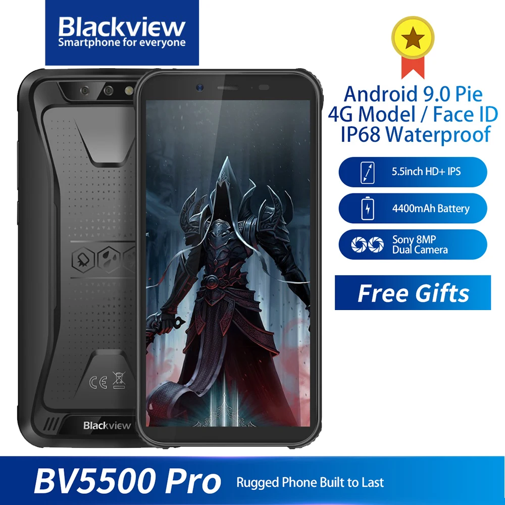 Blackview BV5500 Pro IP68 прочный водонепроницаемый смартфон 3 ГБ+ 16 Гб 5," экран 18:9 4400 мАч Android 9,0 NFC Face ID Dual SIM телефон