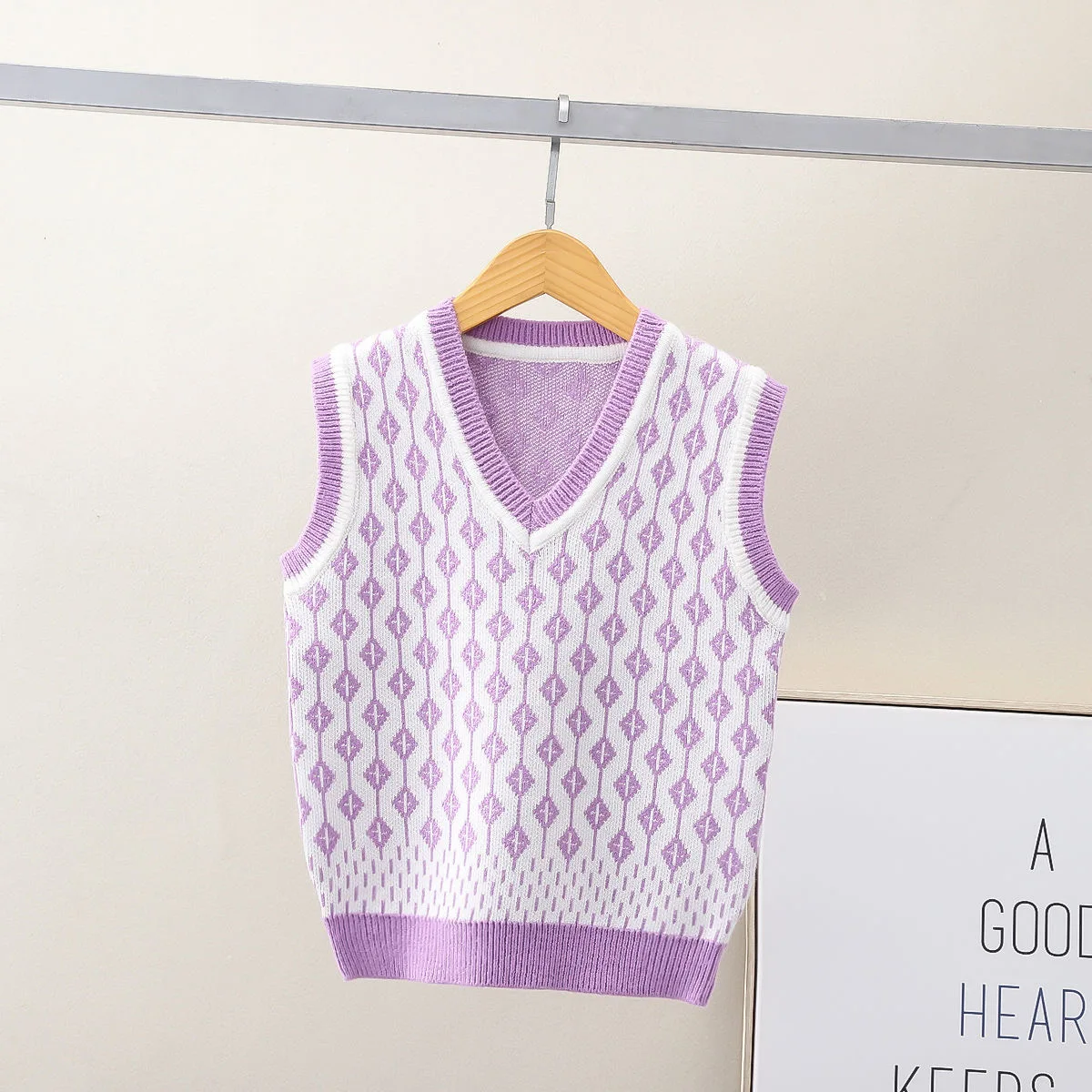 Baby Boys Wool Knit Vest Diamond pattern Kids Waistcoats Sleeveless Sweater For Girls Autumn V-neck Children Knitwear children vest