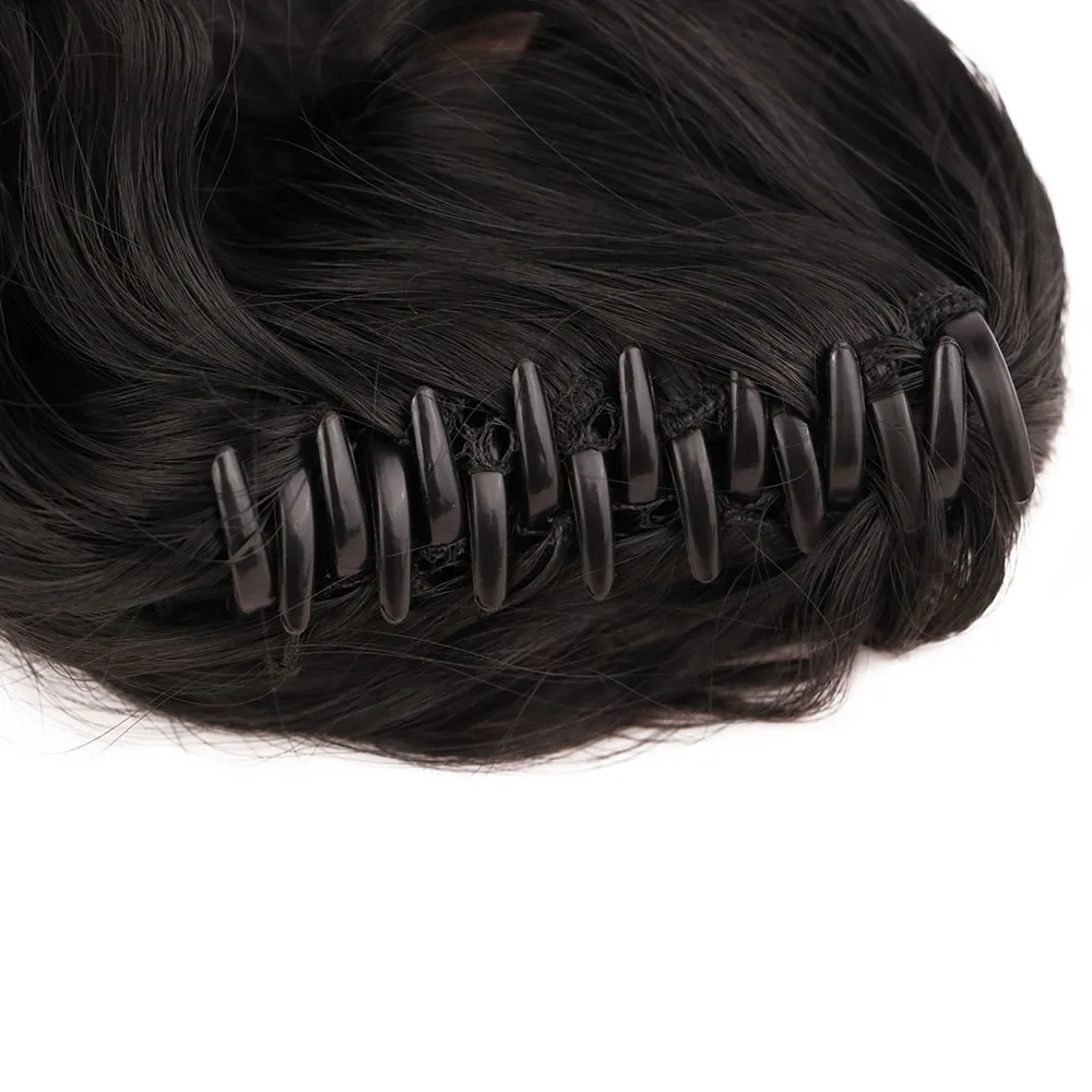 SuQ Long Curly Hair Extensions Ponytail Hair 14Inch Claw Clip On Wavy Heat Resistant Synthetic Pony Tail Fake Hairpiece
