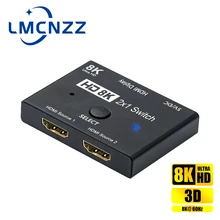 

HDMI Splitter 8K 4K Switcher Ultra HD 2 Ports Bi-directional 1x2 Adapter HDMI Switcher 2 In 1 Out for HDTV PS4/5 TV Box HDR