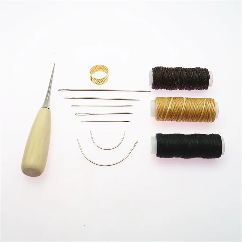 12 Pieces/Set Leather Waxed Thread Sewing Thread Needles Stitching Tools Kit