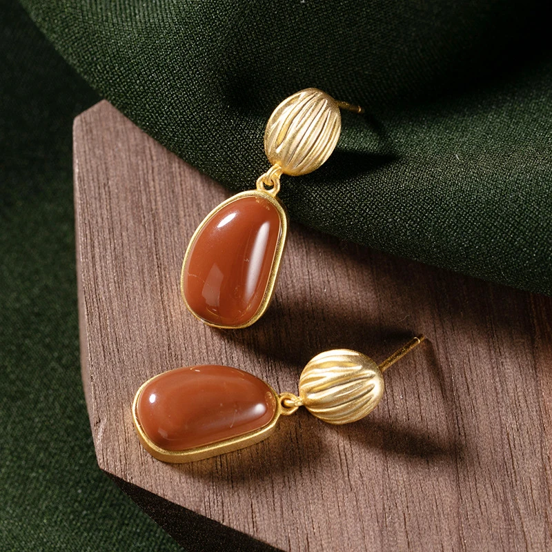 Семь девушек, висячие серьги, 925 пробы, серебро, натуральный камень, агат, Винтаж, Золотые серьги для женщин, вечерние, роскошные, хорошее ювелирное изделие