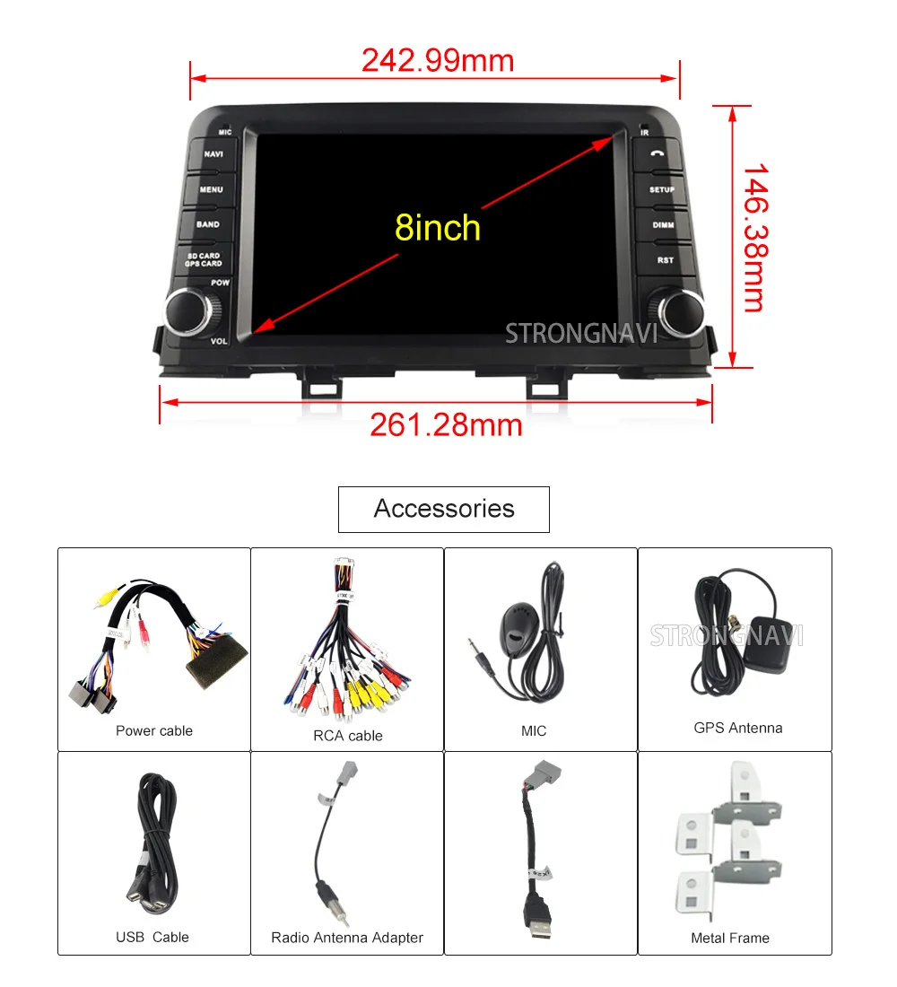 Best 8inch Android 9.0 Car DVD Radio Player For KIA PICANTO 2017 Car Multimedia Player with WIFI GPS Navigation Bluetooth 9