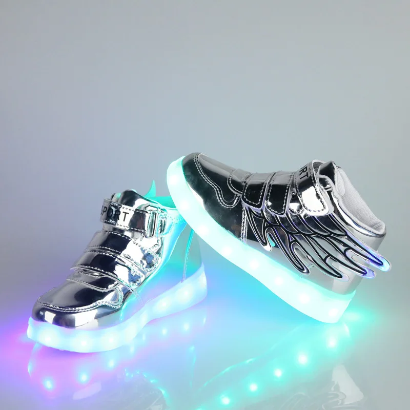 comfortable sandals child Size 25-37 Children LED Shoes USB Charged Glowing Wings Sneakers With Lights Luminous Shoes For Kids Boys Girls Backlight tenis slippers for boy