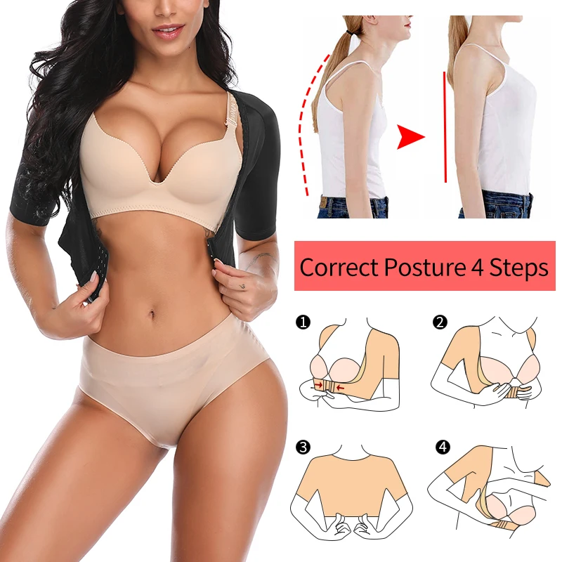 Upper Arm Shaper Post Surgical Slimmer Compression Sleeves Humpback Posture Corrector Tops Women Shoulder Shapewear Back Support yummie shapewear