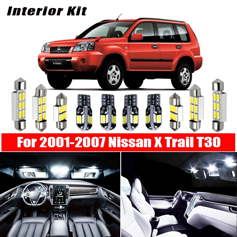 Комплект светодиодов для освещения салона автомобиля без ошибок 9 шт. Nissan X Trail T30 2001 2002 2003 2004 2005 2006
