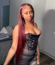 Pelo recto 13X6 peluca con malla frontal pelucas de cabello humano 99J Borgoña Pre-arrancado 180% Remy pelo profundo parte pelucas para mujeres brasileño