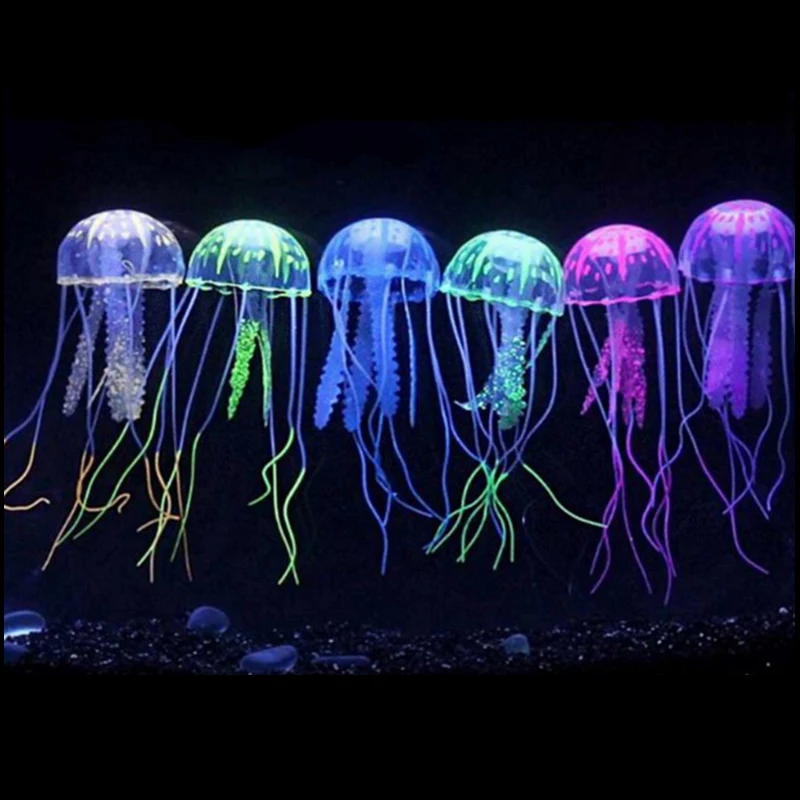 Glovion Silicone Jellyfish Aquarium LED Colorful Night Light Emitting Electronic Light up Tank Simulation of Deep Sea Jellyfish Flowing Moves 