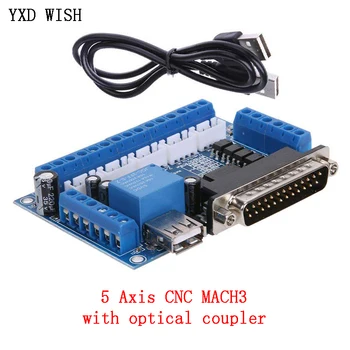 

5 Axis CNC Breakout Stepper Motor Board Interface With USB Cable For Stepper Motor Driver MACH3 CNC Board Parallel Port Control