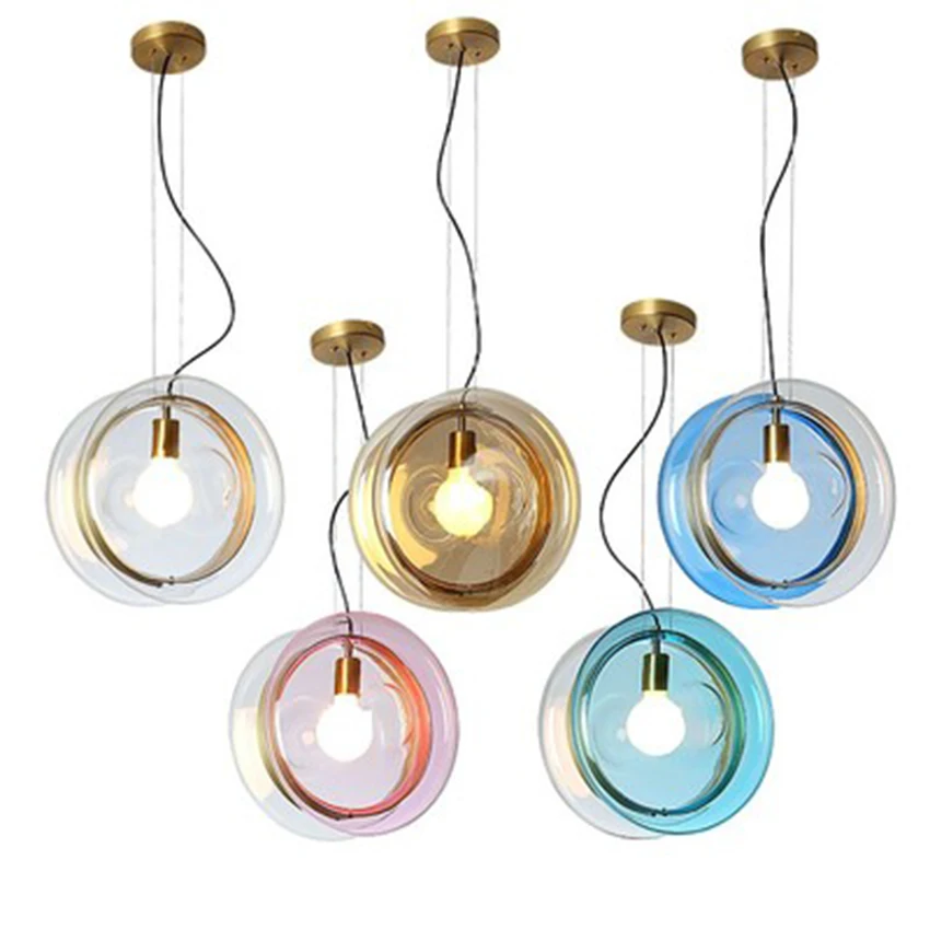

Modern Creative Colorful Gradient Glass LED Pendant Lights Lighting Nordic Living Room Lamp Bedroom Bedside Decor Light Fixtures