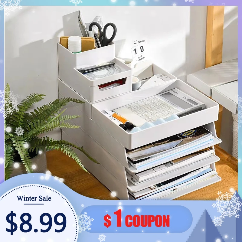 Multifunctional A4 File Tray with Pen Holder Paper Magazine Document Storage Rack Book Stand Desk Organizer Office Accessories | Канцтовары