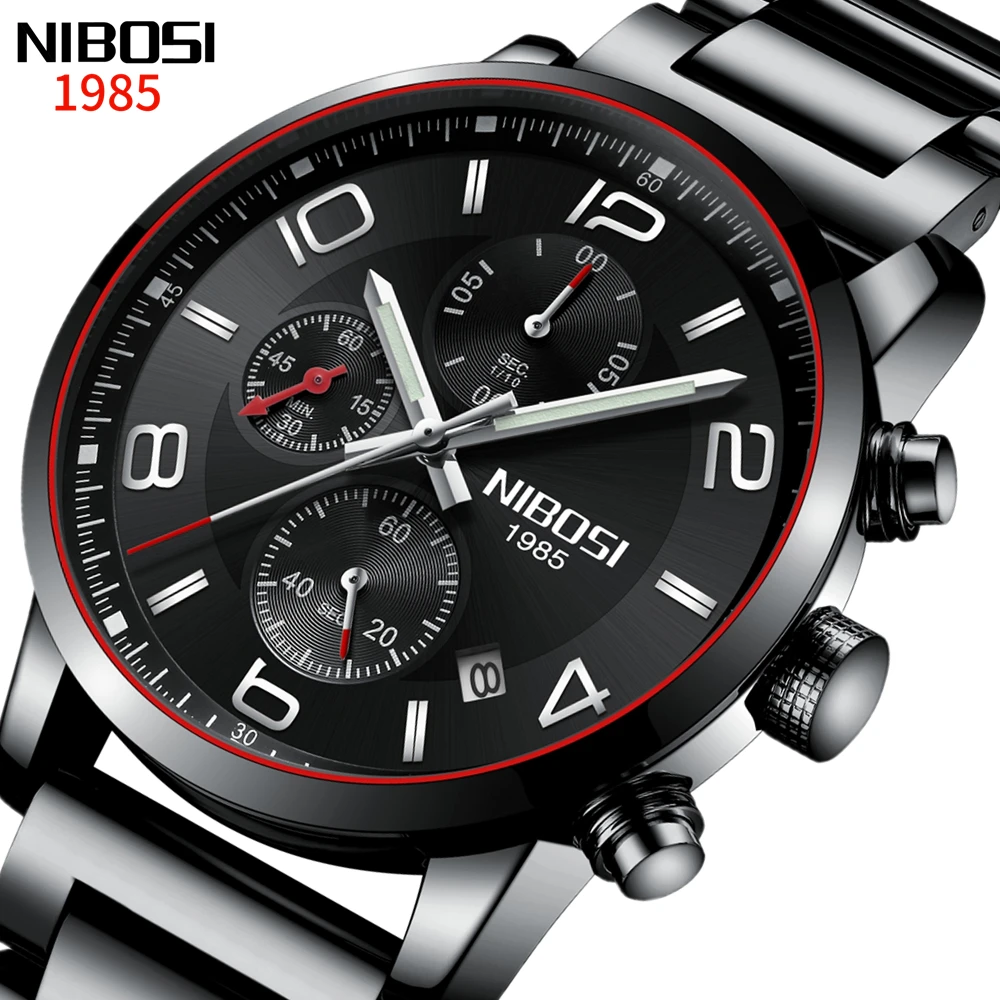 часы мужские NIBOSI новые модные s лучший бренд класса люкс Большой циферблат Авто