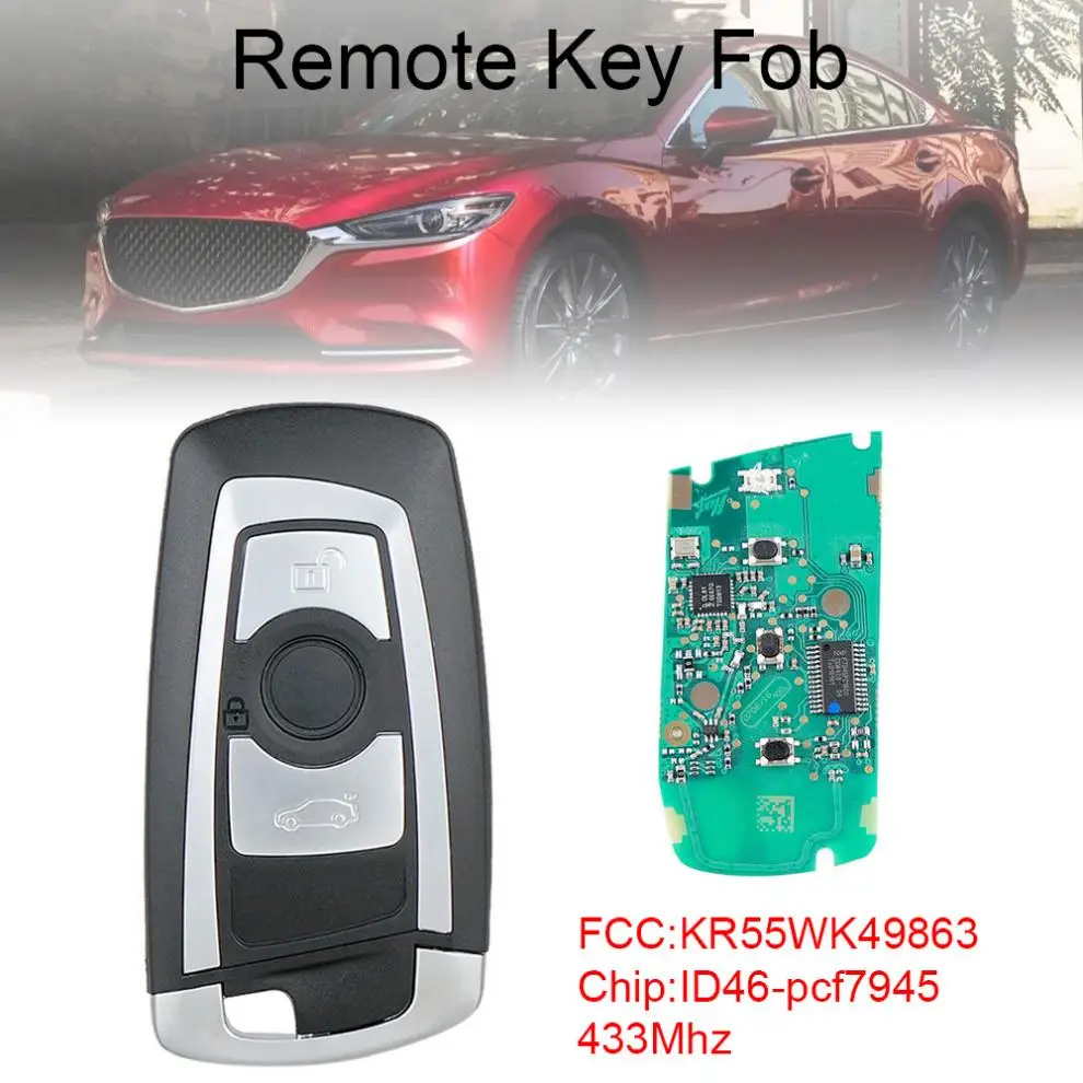 

433Mhz Smart Car Remote Key Keyless KR55WK49863 Fit for BMW CAS4 System