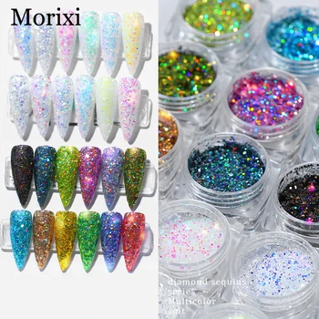 

12PCS/SET diamond glittter powder for nail art decoration 3D manicure super fine changing color flash nail art sequins MZ174