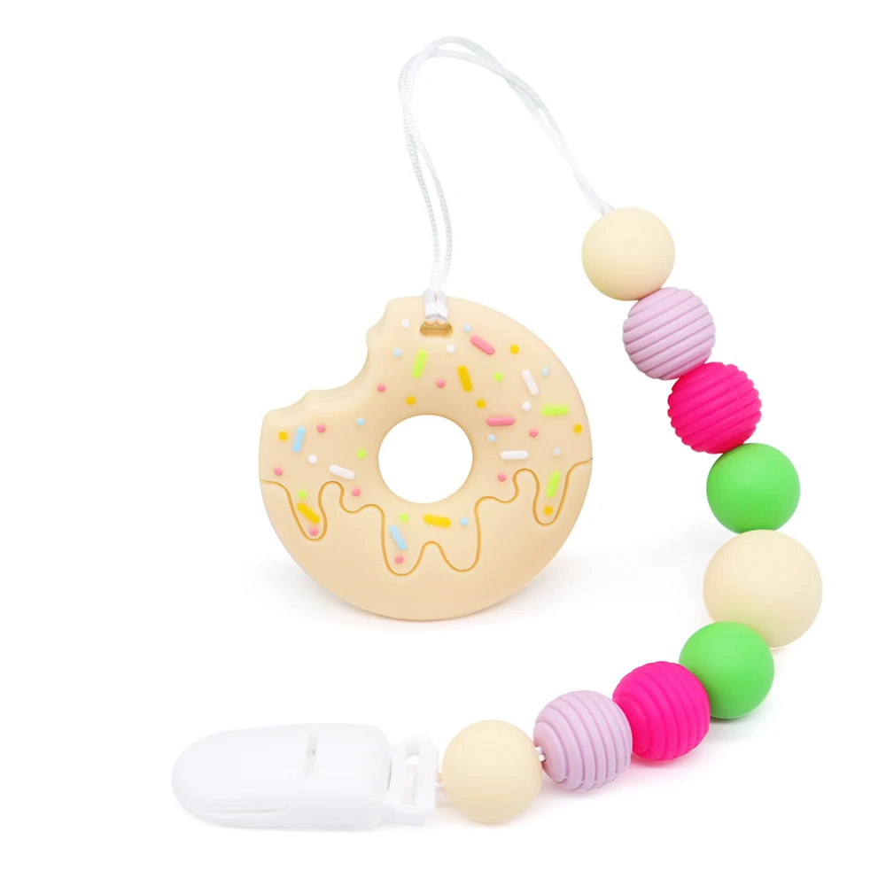 

LIght Yellow Cookies Shape Teether Teething For Babies Infant Silicone Teether Toys For Baby Grab Toys & Pacifier Clips