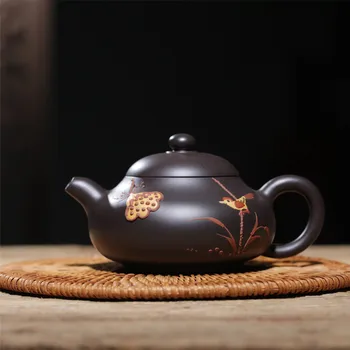 

Famous Manual Raw Ore Black Mud Coloured Drawing Or Pattern Xi Shi Teapot Factory Direct Wechat Business Free Of Charge Agent