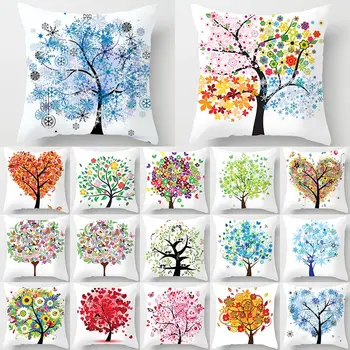 

Colorful Tree Of Life Cartoon Printed Pattern Cushion Cover 45*45 Polyester Throw Pillow Decorative Sofa Cushions 1 Pc 40902