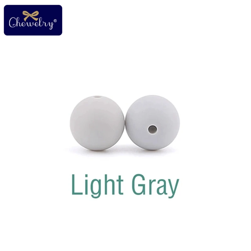 Light Gray 100 шт 15 мм Детские Силиконовые Бусины пищевого качества Прорезыватель DIY аксессуары для кормления ювелирные изделия ожерелье браслет цепочка для соски для детей Prod - Цвет: Light Gray