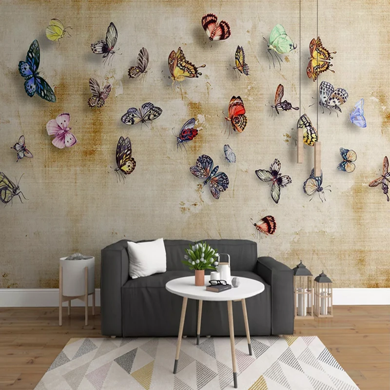 

Waterproof Wallpaper For Home Hand-painted Colorful Butterfly Oil Painting 3d Wallpapers Wall Mural