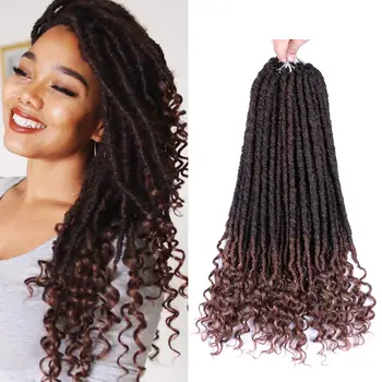 

DAIRESS 18" Goddess Locs Crochet Hair Curly Ends 24Roots Faux Locs Crochet Braids Synthetic Braiding Hair Dreadlock Extensions