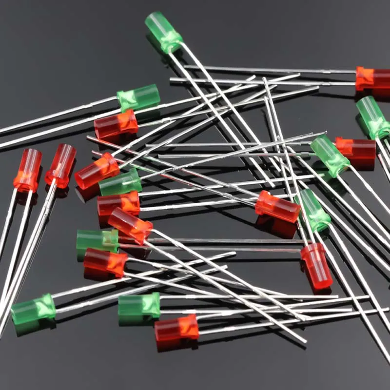 1000 шт 3 мм Высокая плоская головка Цвет Длинная нога красный зеленый прямой