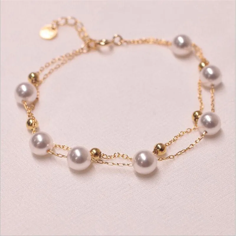 Bracelets Jewelry-Accessories Link Double-Layer Fashion Charm Pearl with Feminine Imitation-Pearl-Chain