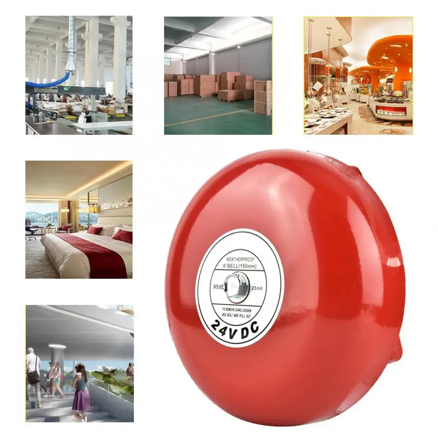 

New 24V Metal Round Alarm Bell Security Fire Alarm Bell Red Bell Security Fire Alarm