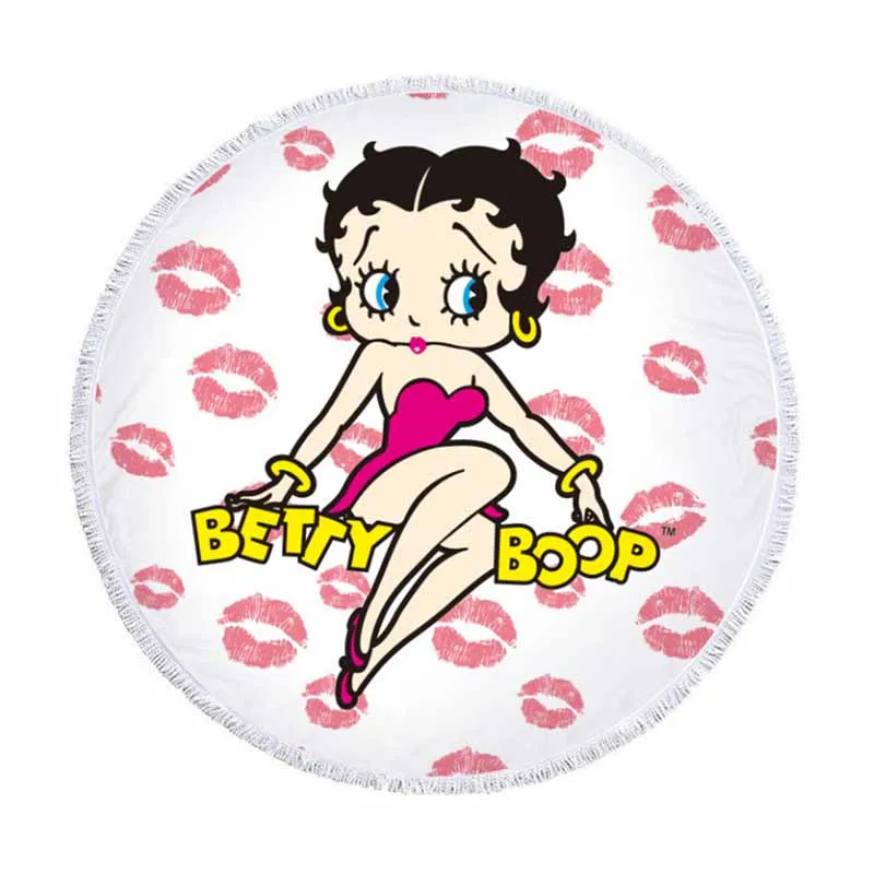 Betty Boop круглое пляжное полотенце для взрослых, милое полотенце из микрофибры для ванной комнаты, купальное полотенце с кисточками, декоративное покрывало, коврик для йоги - Цвет: color7