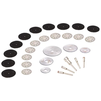 

30Pcs Cutting Wheel Set for Rotary Tool 1/8 inch Shank Diamond Cutting Wheel, Mini HSS Saw Blades, Resin Cut Off Disc Combo Cutt