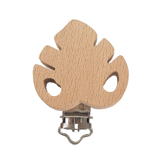 Chenkai 50PCS Wooden Bear Flower Car Heart Bird Elephant Round Star Clips BPA Free For DIY Baby Nature Pacifier    Chain Gifts Leaf