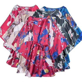 

Nightgowns Sexy Women's Summer Bat Sleeve Tempting Nightdress Casual Fashion Home Wear dress Printed Skirt Large size Sleepwear