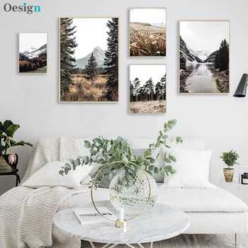 

Wall Art Picture Canvas Painting Autumn Forest Nature Landscape Poster Nordic Style Print Scandinavian Living Room Decoration