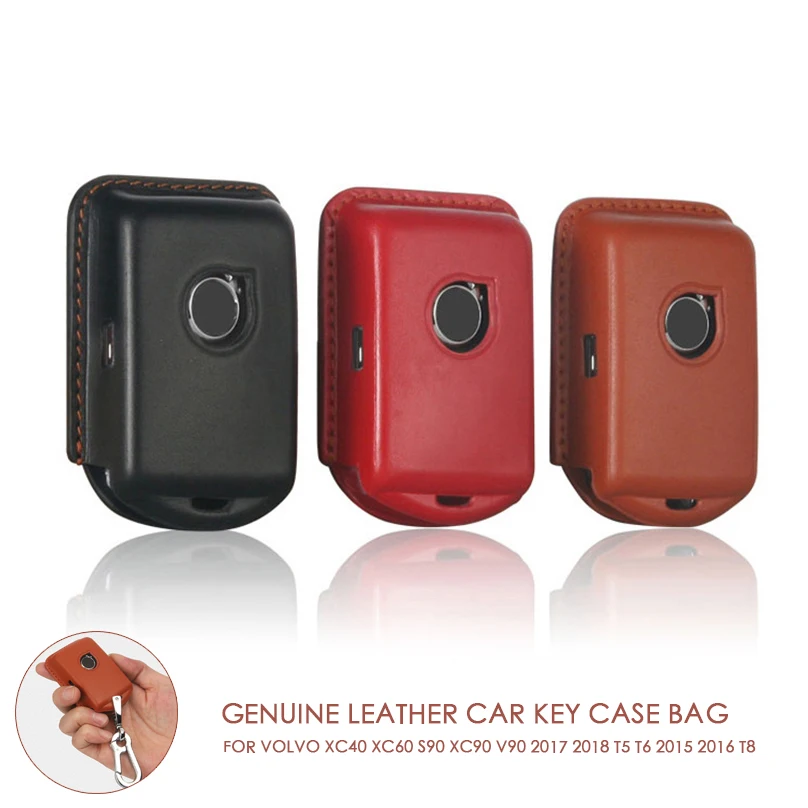

Car Key Bag Cover Genuine Leather Keychain Car Key Case For Volvo XC40 XC60 S90 XC90 V90 2017 2018 T5 T6 2015 2016 T8