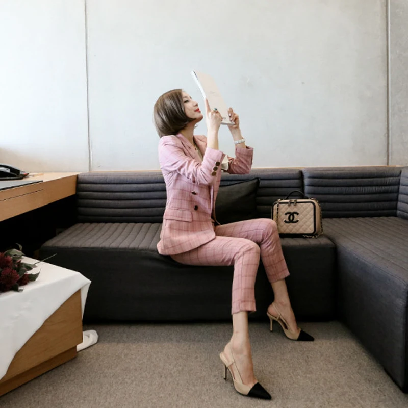 Vrouwen lente en zomer nieuwe mode петух был dunne kleine pak dames pak vrouwelijke темперамент Тонкий negen broek tij