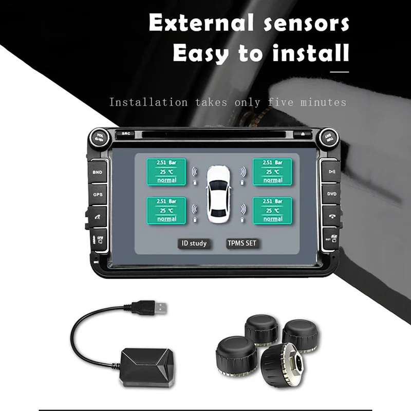 Автомобильный TPMS для Android USB система мониторинга давления в шинах навигационный дисплей беспроводной автомобильный сигнализатор давления в шинах