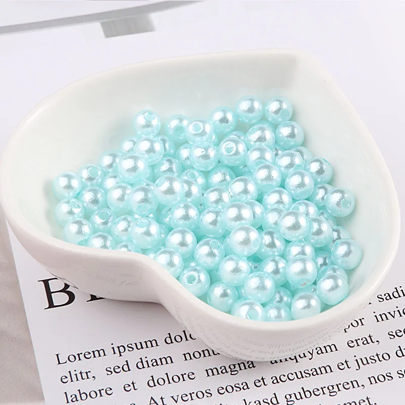 blue Искусственные круглые бусы одежда с жемчугом и с отверстиями для DIY Искусство Цепочки и ожерелья Модные украшения для изготовления аксессуаров 3/4/5/6/8 мм - Цвет: blue