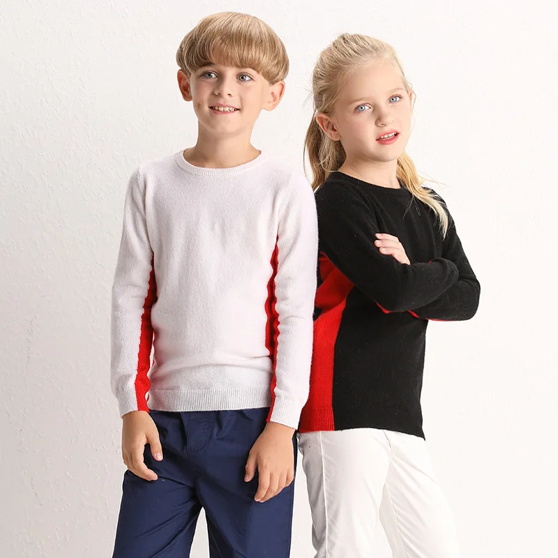 

Autumn And Winter New Style Mixed Colors Crew Neck Children Cashmere Sweater BOY'S Warm Sweater Base Shirt Girls Pullover Knitti