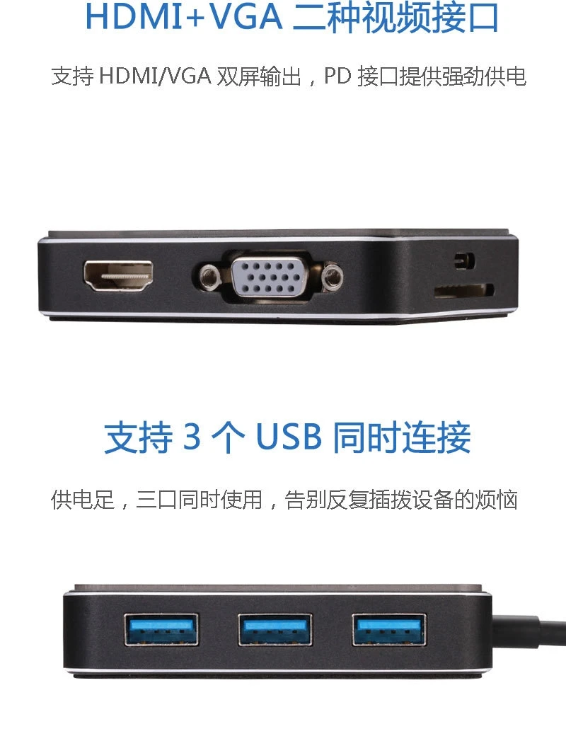 Type-c-turn HDMI 4K HD SDtf считывающая карта PD зарядка семь в одном конвертер 7in1vga конвертер