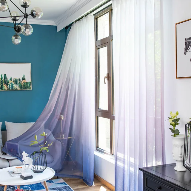 Романтичные прозрачные шторы с градиентом для гостиной спальни окна тюлевые