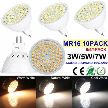 

LED Light Bulbs MR16 LEDs Lamp AC/DC12V-24V AC110V/AC220V Spotlight LED Bulb Warm Cold White Lamp Replace Halogen Lights D30