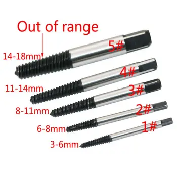 

5 Pieces Damaged Screw Extractor Drill Bits Remover Easy-out Guide Set Black
