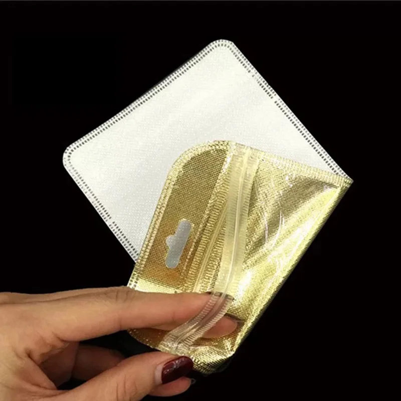 50 шт. маленький размер мини-мешок с замком-молнией пластиковый PE Золотой Серебряный самозапечатывающийся мешок для хранения мешок для упаковки ювелирных изделий прозрачные герметичные сумки