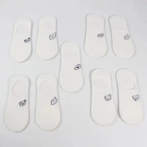 토끼 암소 심장 동물 양말 면화 캐주얼 따뜻한 양말 10 개 = 5 쌍/묶음, 스트리트웨어 귀여운 재미 있는 양말 짧은 해피 발목 4