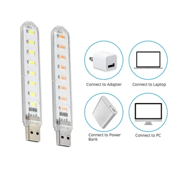 

24LEDs USB LED Book Lights 8LEDs SMD 5630 5730 LED Bulb 5V Power Input White 5000-6500K Warm White 3000-3500K USB Night Light