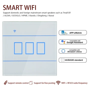 

Smart Home eWeLink APP Panel Switch 100-240V 2000W WiFi Smart Home Automation With RF Function Compatible with Alexa Google Home