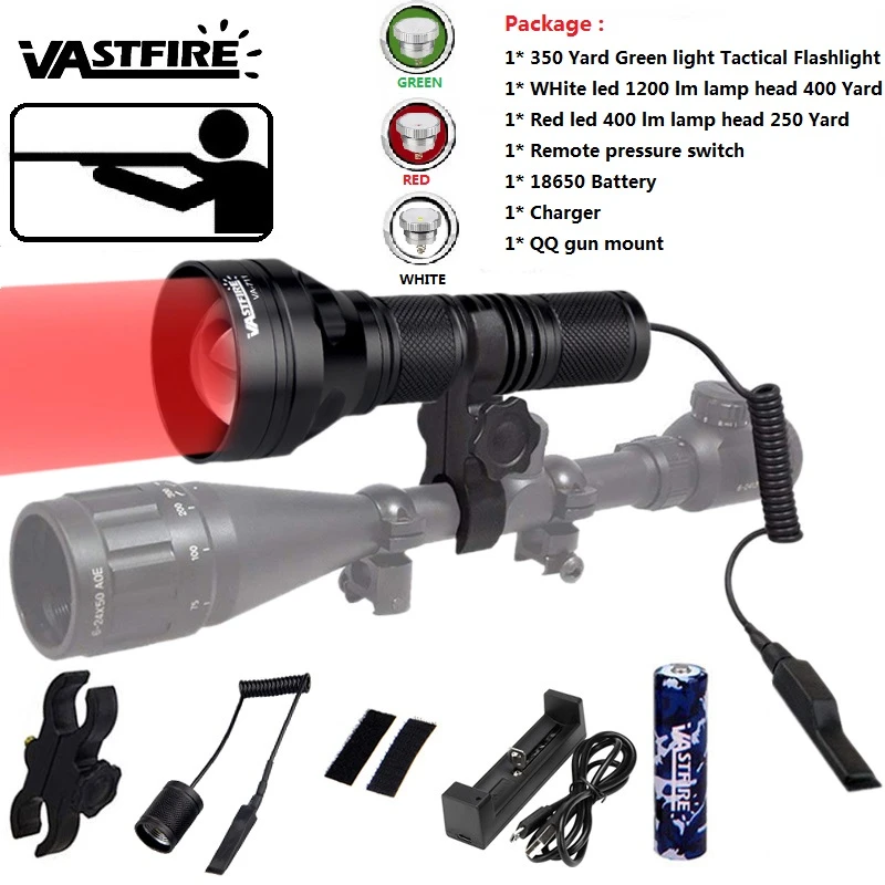 Tactical Red Green Airsoft Scout Light LED Gun Hunting Flashlight Rifle Torch US Tactical Red Green Airsoft Scout Light LED Gun Hunting Flashlight Rifle Torch US