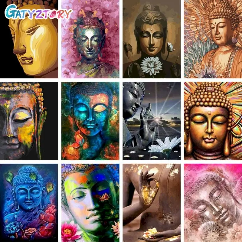 

Gatyztory Frame Buddha Painting By Numbers Religion Canvas Drawing Handpainted Kits Acrylic Paints Art Unique Gift Wall Decor